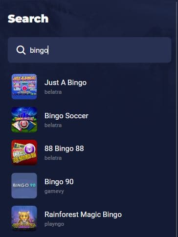 Escolha um jogo bingo