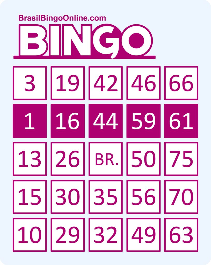 Bingo 75: Linha horizontal