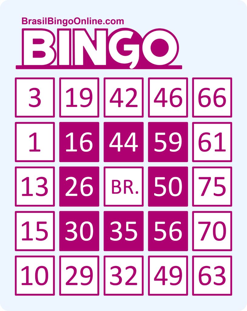Combinações de Bingo 75: Moldura pequena