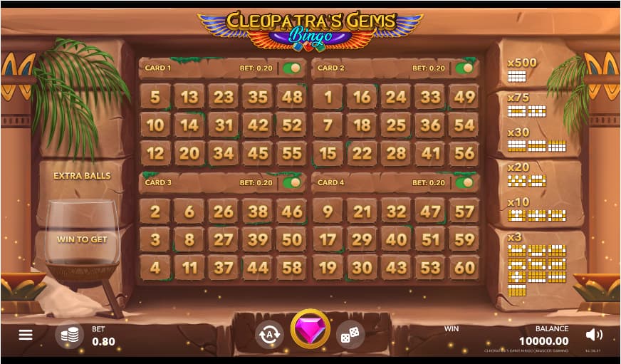 Cleopatra’s Gems Bingo